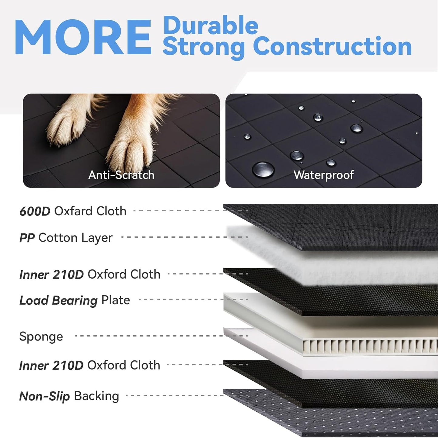 High Barrier Dog Car Seat Cover,Waterproof Back Seat Extender for Dogs,Car Seat Protector,Car Seat Cover Hard Bottom Holds 500 lbs,600D Nonslip Dog Hammock,Pet Car Bed for Cars,SUVs, Small Trucks