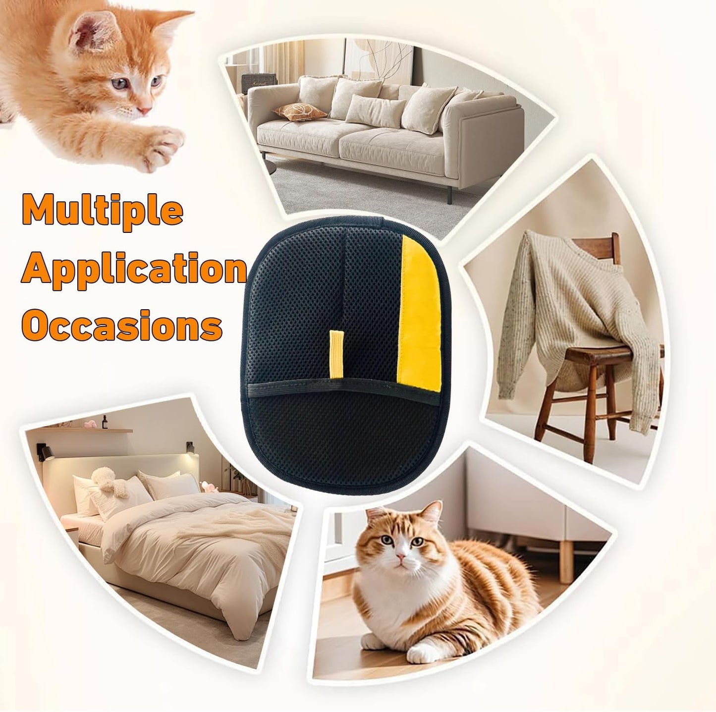 Electrostatic Pet Hair Remover Glove,Pet Hair Removal Gloves for Pet Hair,Home UseReusable Cat & Dog Hair Remover for Couch, Furniture, Carpet, Curtain(3pcs)