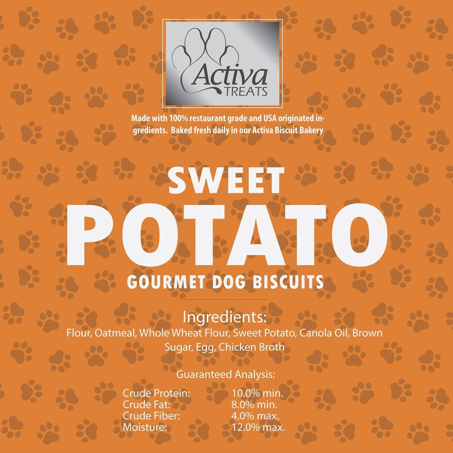 Activa 2lb Sweet Potato Gourmet Dog Biscuits | Crunchy Dog Treats | (Medium, Sweet Potato)
