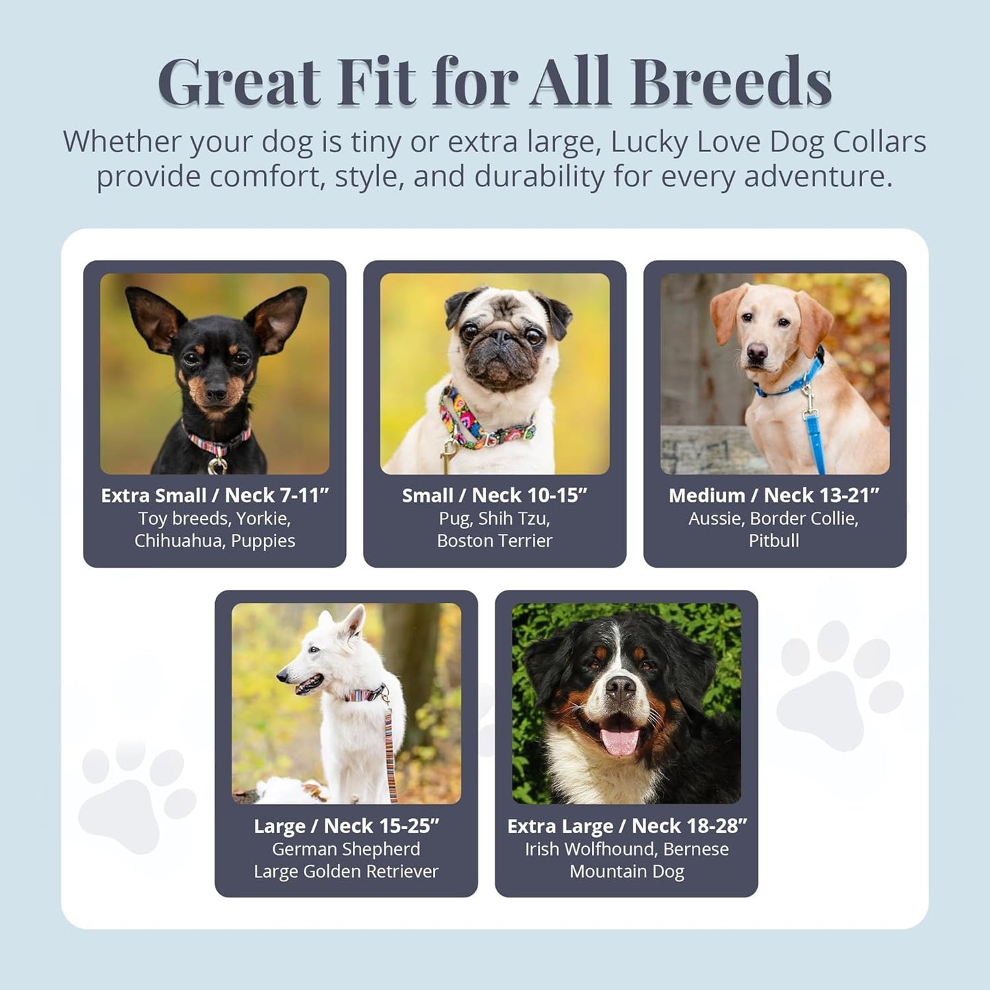 Lucky Love Dog - Adjustable Dog Collar with Easy Click Buckle for Small to Large Ones, Durable, & Comfortable for Male & Female Dogs, Pet Collar for Puppies & Adult Dogs - Hippie, Large