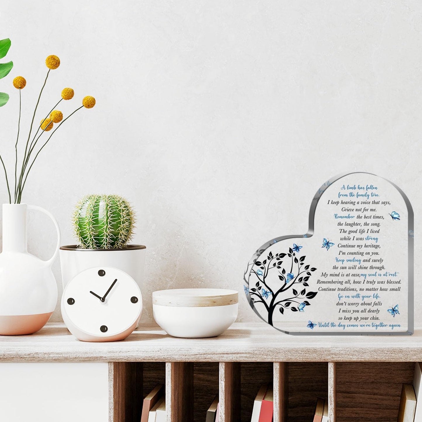 Condolence Gifts, Sympathy Gifts, Remembrance Gift, Memorial Heart Shaped Acrylic Decor Sign, Grieving Gift with Sympathy, Memorial Bereavement Sympathy Gifts for Loss of Loved One