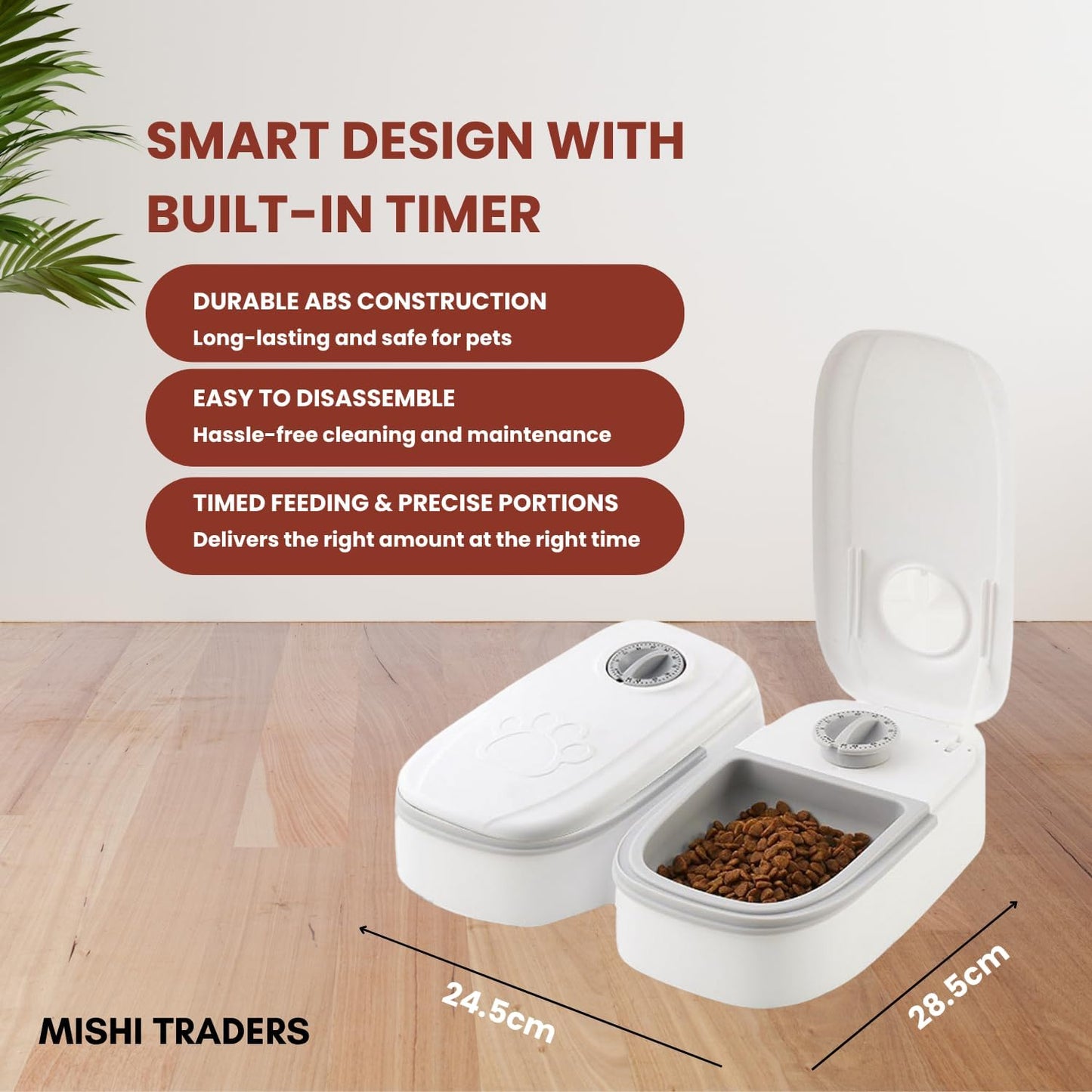 Automatic Pet Feeder - 2 Meal Pet Feeder with 48H Timer - Cat Food Dispenser for Wet and Dry Food - for Cats and Small Dogs