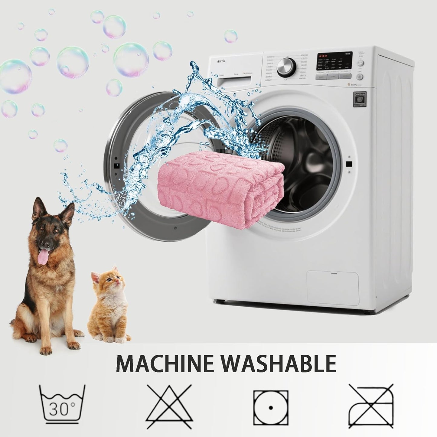 gogobunny Calming Plush Dog Cat Blanket 300GSM Coral Fleece, Ultra-Soft Machine Washable Pet Bedding for Small Medium Dogs Cats Puppies Kittens (Pink, 60x80)