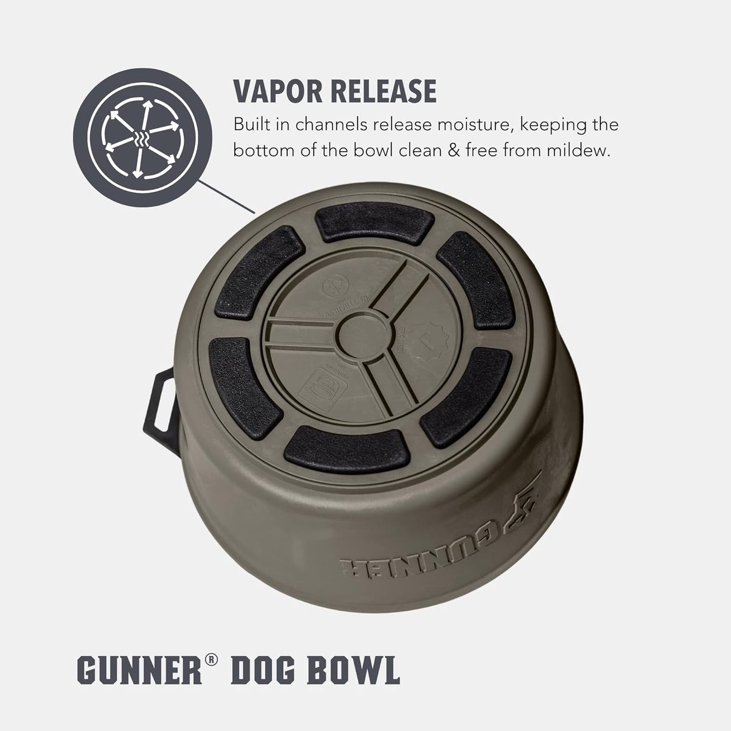GUNNER Dog Bowl with Spill-Proof Travel Lid – 7.5" x 3.75", 1.3 lb, 7-Cup Capacity, BPA-Free, Rust-Proof, Shock-Resistant, Stackable, Dishwasher Safe, Leak-Resistant Nesting Lid – Gunmetal