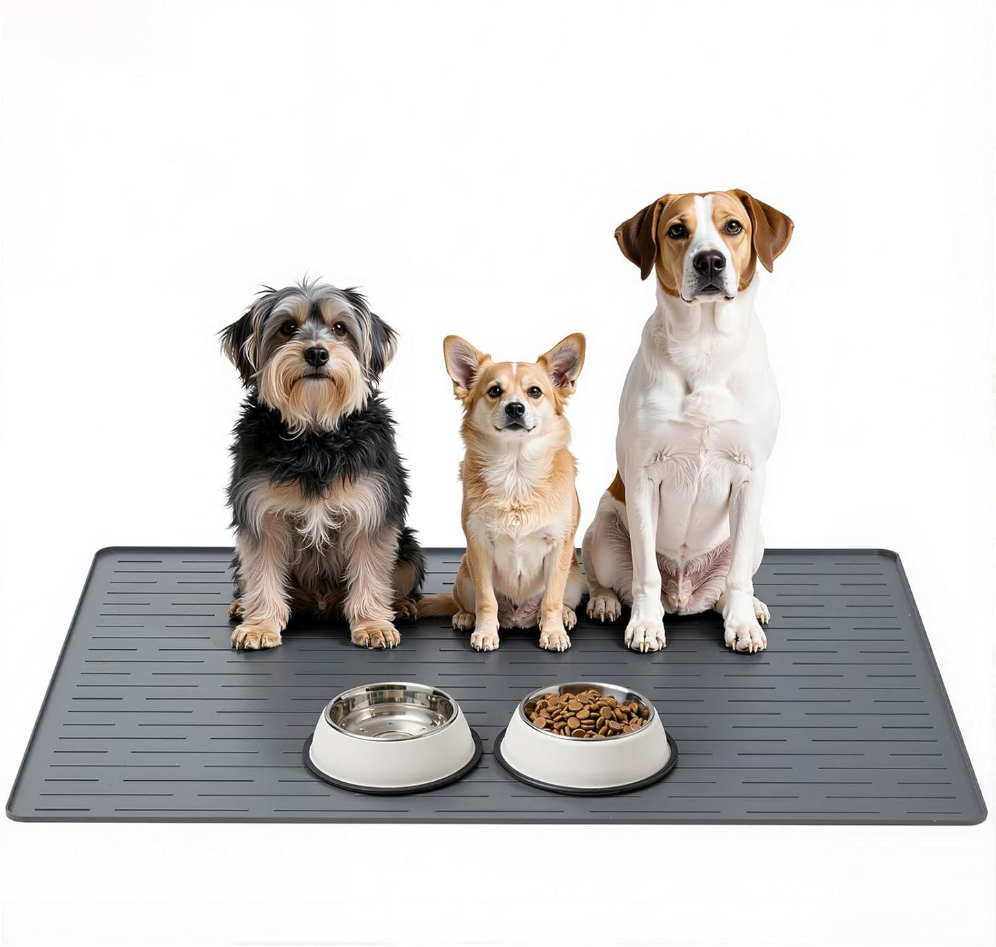 Large Dog Mats for Food and Water, 40"x30" Waterproof Pet Food Mats for Floor Nonslip Silicone Bowl Mats with Raised Edges