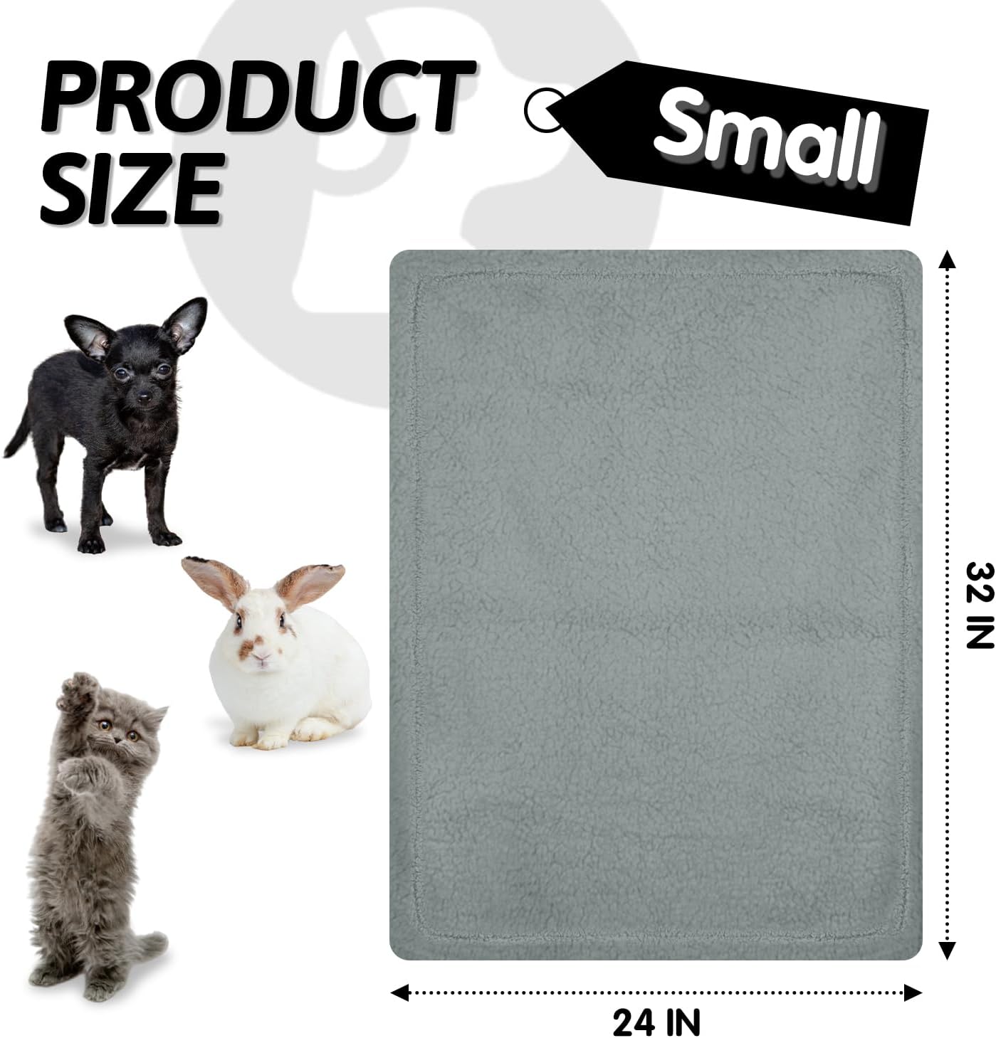 furrybaby Dog Blankets for Small Dogs, Puppy Small Fleece Blankets for Pets, Premium Cat Blanket, Sherpa Pet Blanket Washable for Pet Kitten Doggy (Grey, 24x32 in, S)