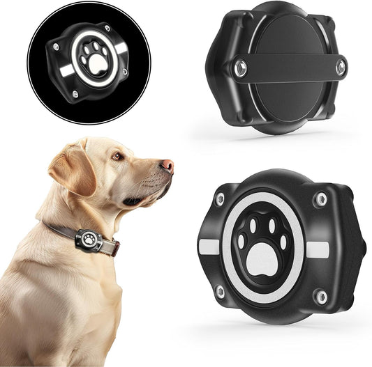 AirTag Dog Collar Holder, 100% Waterproof Air Tag Mount, Pet AirTag Case for Dogs & Cat Collars, Ultra-Durable Dog Collar AirTag Holder - Fits All Width Collars (Reflective,4 Pack)