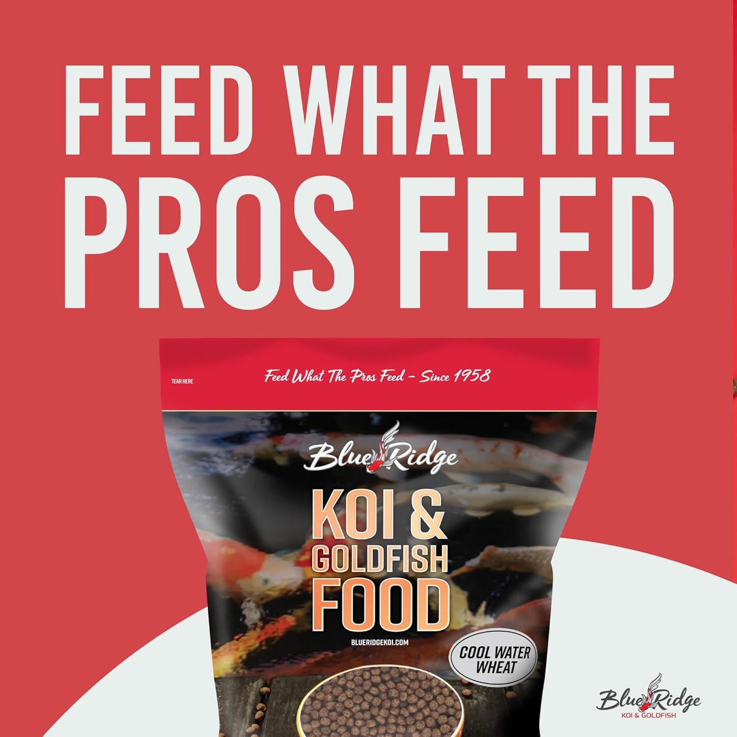 Blue Ridge Koi Fish Food 5lb - Cool Water Wheat 3/16", Fall and Winter Floating Pond Pellets, Ponds Fish Food