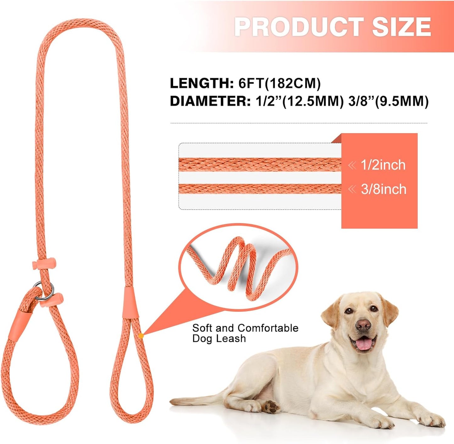 Lynxking Dog Leash Slip Lead Reflective Breathable Rope Comfortable Strong No Pull Slip On Pet Training Lead for Dogs