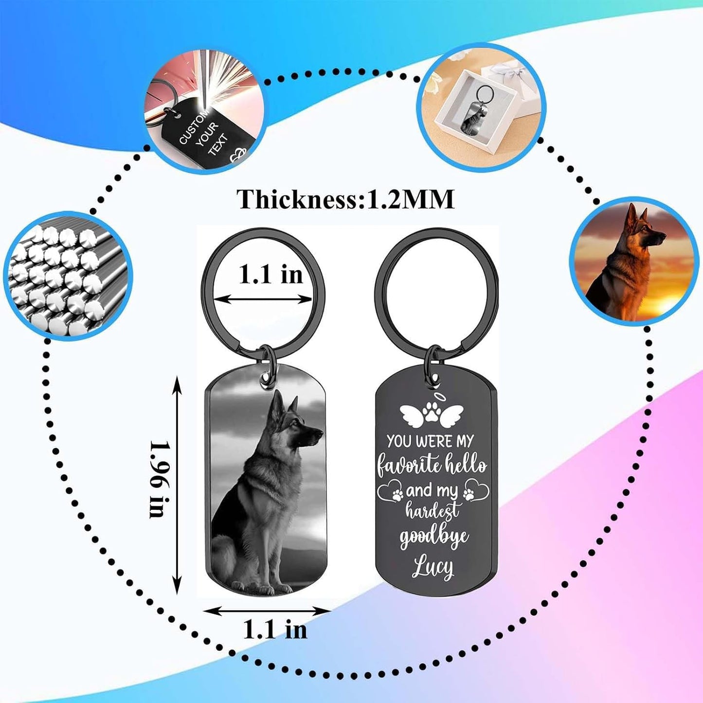 Personalized Pet Memorial Keychain for Loss of Dog Custom Keychain with Dog Picture Customized Sympathy Keyring