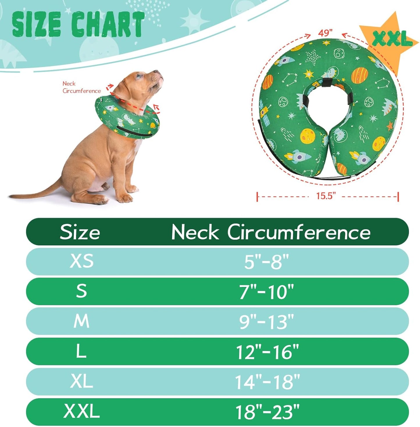 Inflatable Dog Cone Collar for After Surgery, Dog Donut Collar After Surgery, Soft Pet Cone for Small Medium Large Dogs to Stop Licking