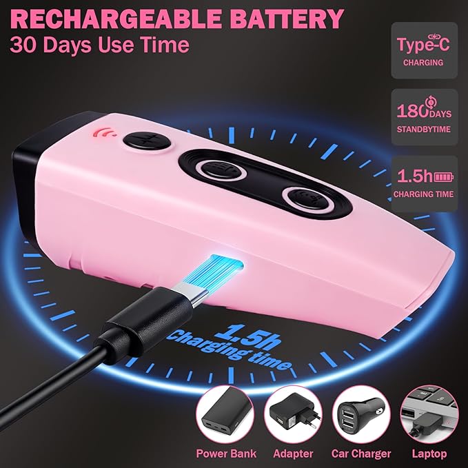 Anti Barking Device for Dogs, 3X Ultrasonic Dog Bark Deterrent Devices to Stop Own or Neighbor's Dog Barking, 5 Modes 35FT Range, Safe for Dogs Training, Bark Control Indoor Outdoor, Pink