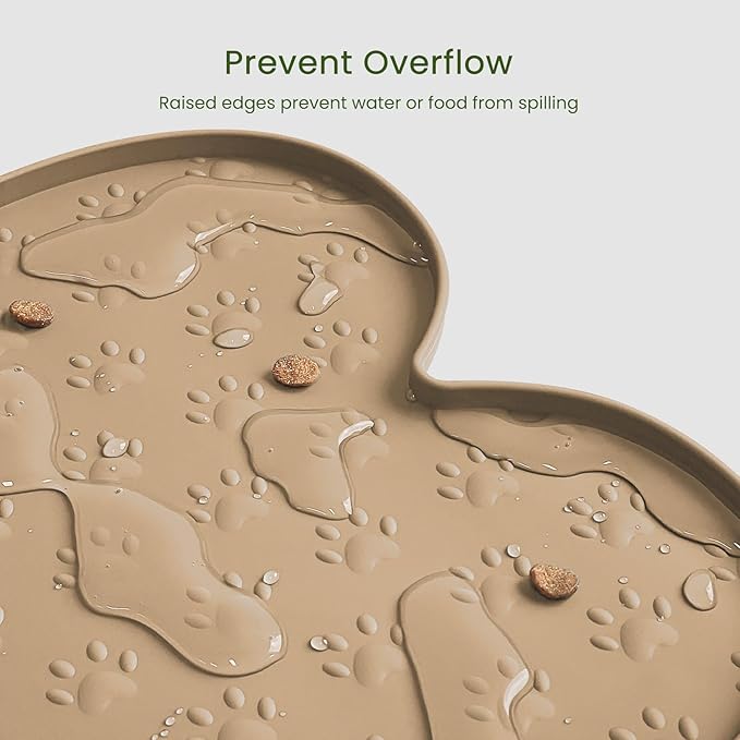 Dog Food Mat Anti-Slip Silicone Dog Bowl Mat Thicker Pet Placemat Waterproof Cat Feeder Pad with Raised Edge Puppy Kitten Feeding Mats Suitable Small Medium-Sized Dogs Cats Eating Tray