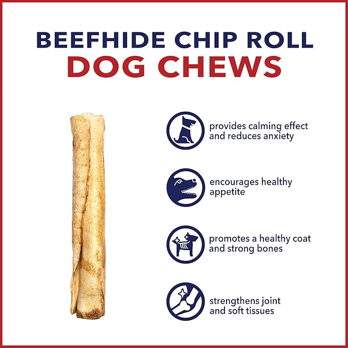 Pet Factory American Beefhide 5" Chip Rolls Dog Chew Treats - Chicken Flavor, 8 Count/1 Pack