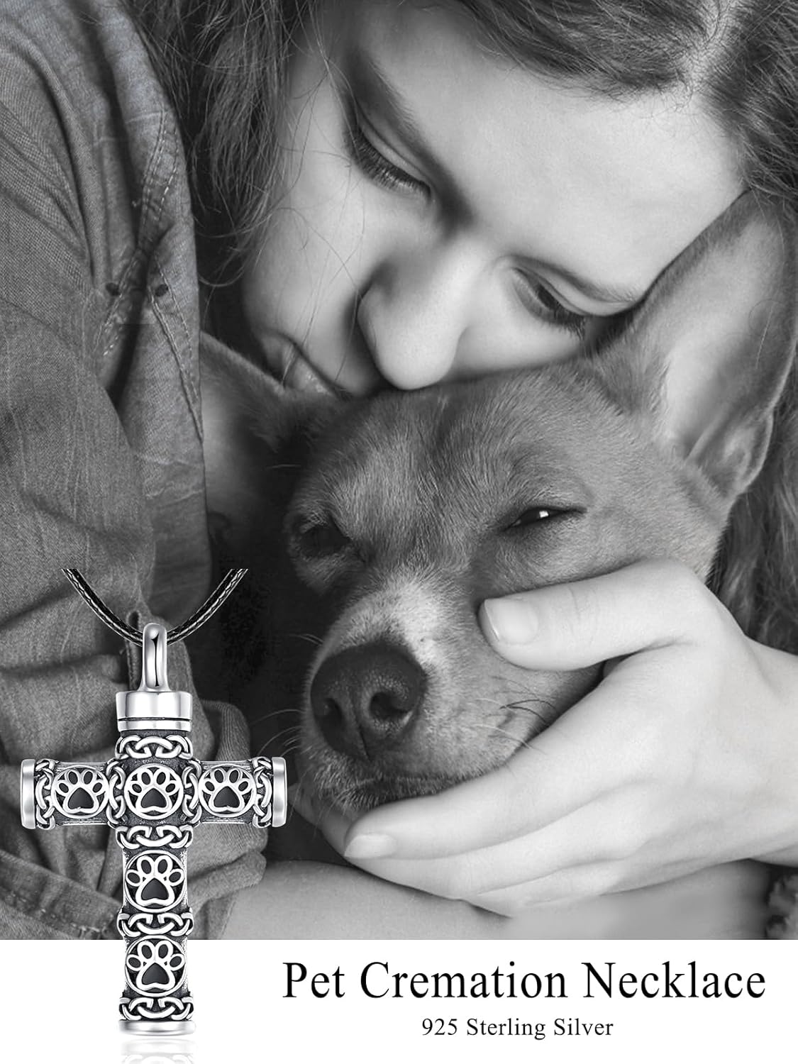 Dreamboat Pet Crematian Urn Necklace for Dog Cat Ashes 925 Sterling Silver Paw Print Keepsake Pendant Jewelry Gifts for Women Men