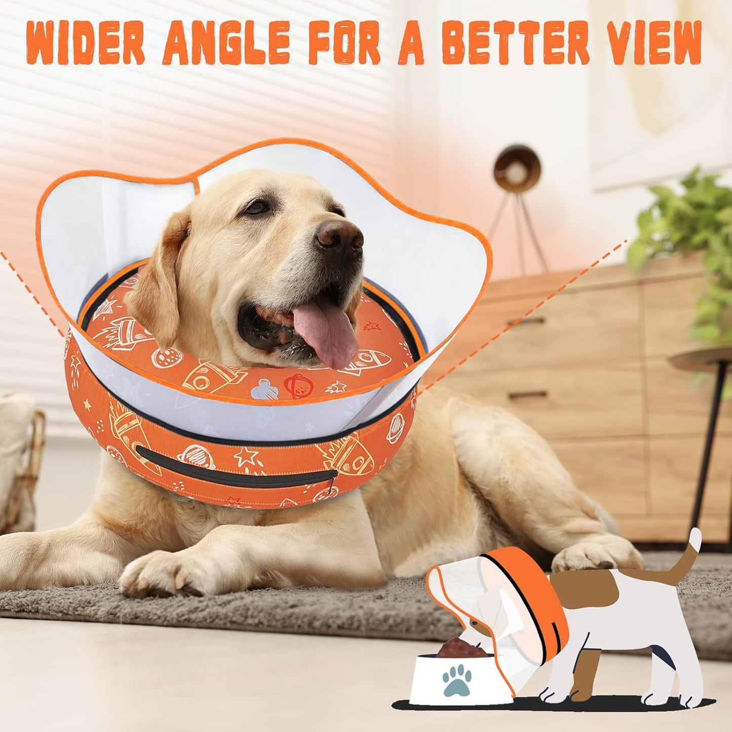 Elevated Inflatable Dog Cone Collar to Stop Licking, Doggie Donut Collar After Surgery, Soft Dog Cone Alternative for Small Medium Large Dogs