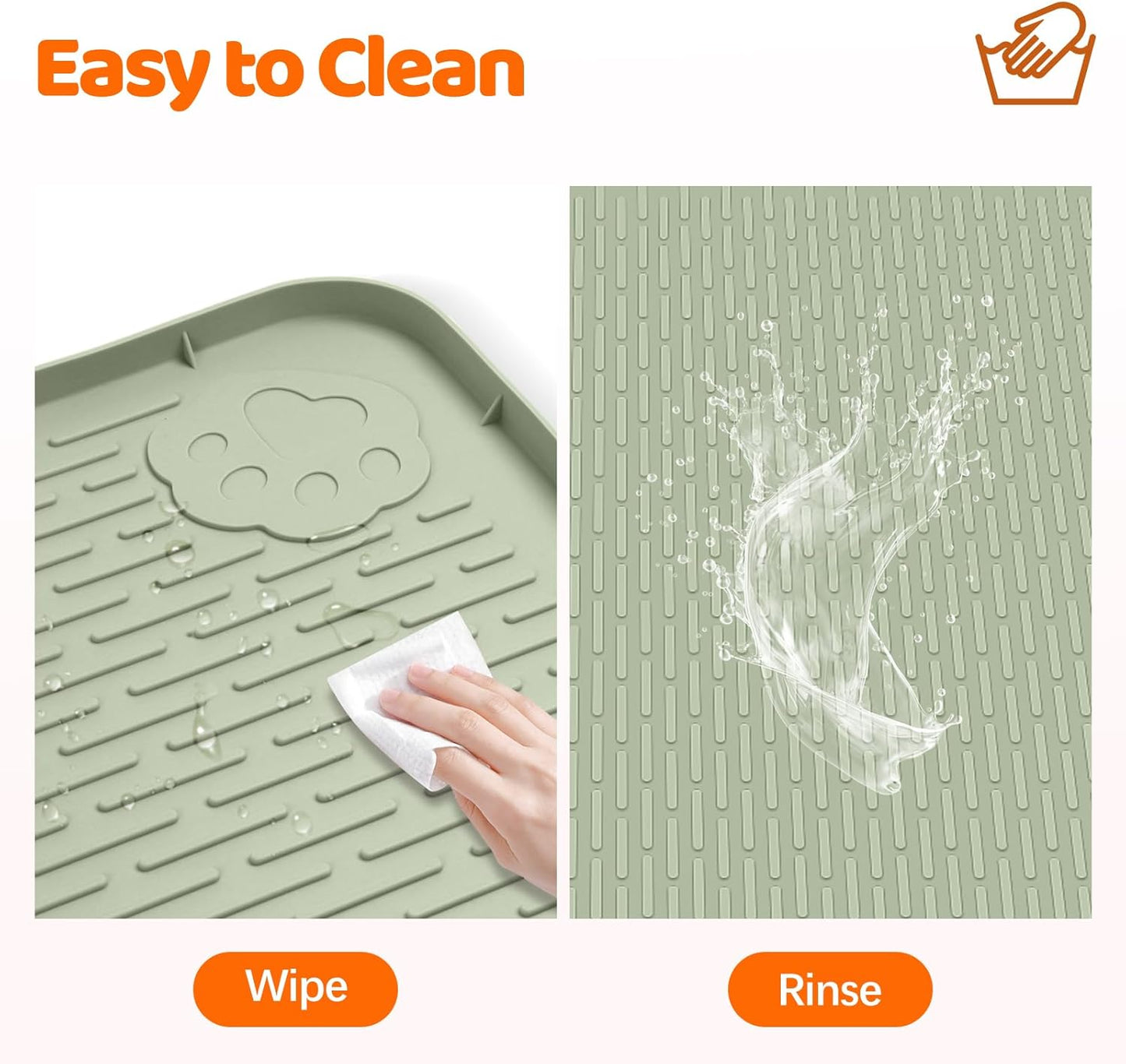 Pee Pads for Dogs, 40" x 28" Extra Large Reusable Dog Silicone Mat for Floor Protector, Washable Non-Slip Dog Training Pads for Potty Training (Green)