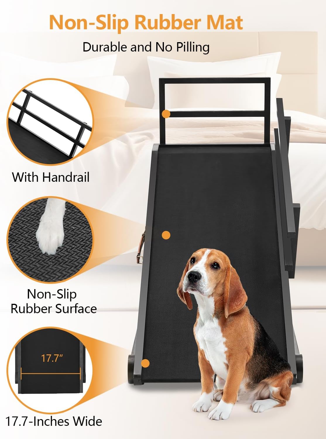 Dog Ramp for Bed, Dogs Bed Ramps for Large Dogs, Pet Ramp for Doggie to Get on Beds, 5-Position Pet Ramps for Large/Medium Dog for Couch/Car, Adjustable from 17" to 32" Height