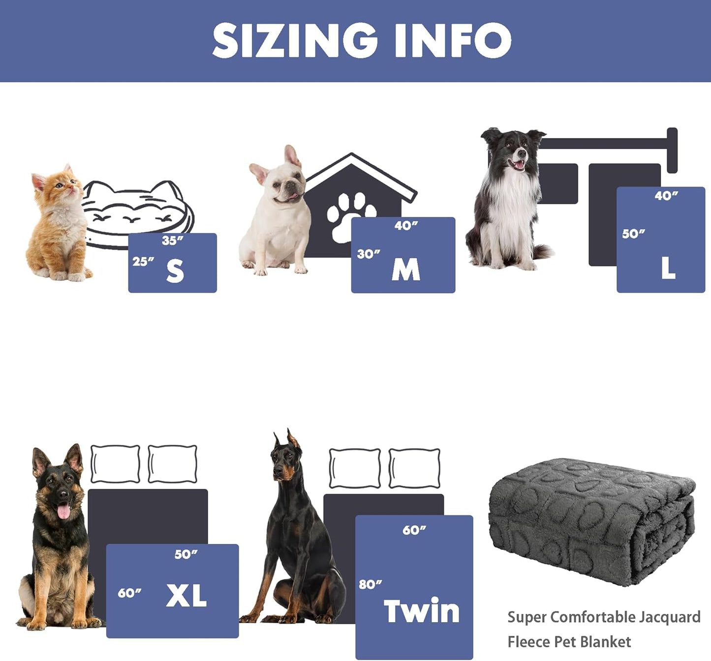 gogobunny Calming Plush Dog Cat Blanket 300GSM Coral Fleece, Ultra-Soft Machine Washable Pet Bedding for Small Medium Dogs Cats Puppies Kittens (Anthracite, 60x80)