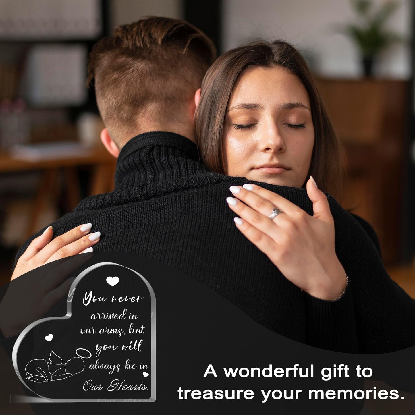 Xendelow Acrylic Decorative Signage, Heart Shaped Memorial Sign, 5 x 5 inches, Modern Style, for Grieving Mothers, Condolence, Sympathy Gifts