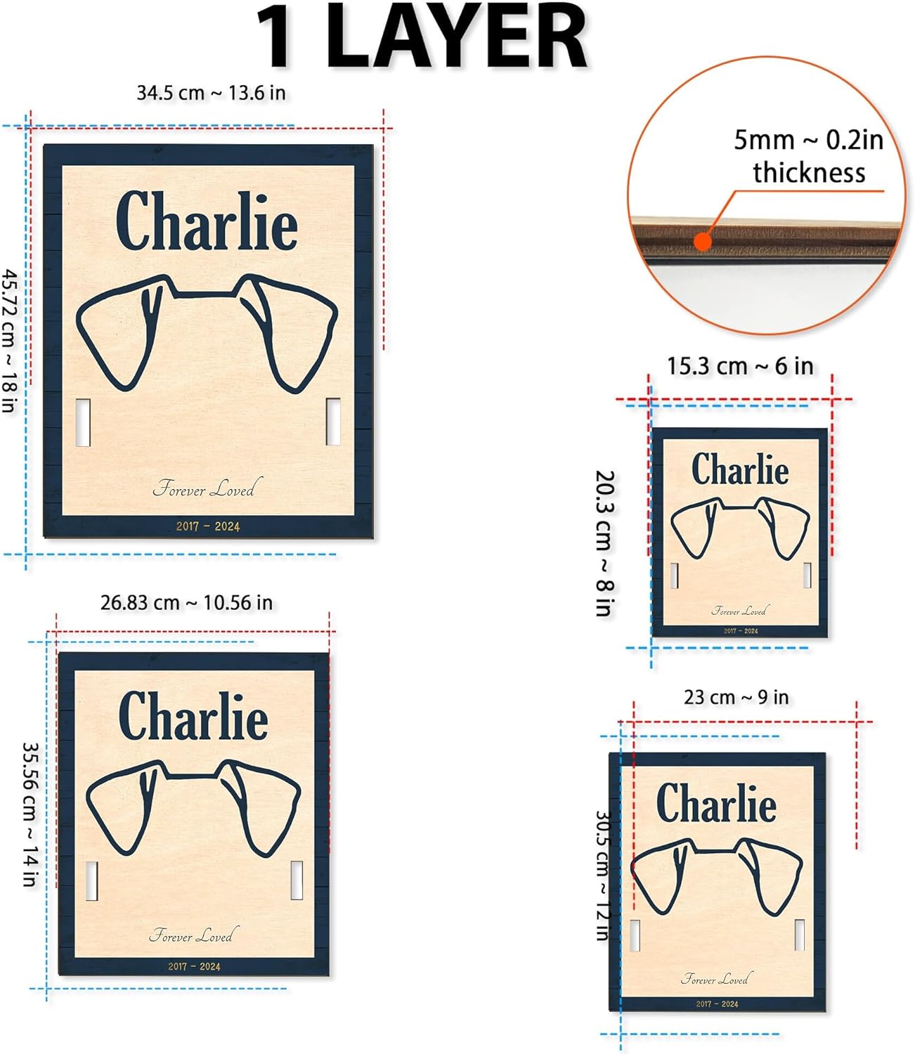 Custom Pet Memorial Sign with Dog Ear Outline and Collar Holder – Personalized Dog Loss Gift, Pet Sympathy Frame, Remembrance Gift for Dog Lovers