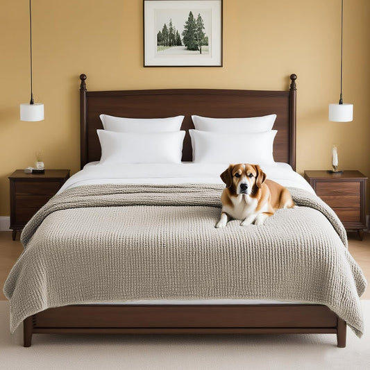 H.VERSAILTEX Plush Chenille Couch Cover for Dogs Pets Blanket for Bed Anti-Slip Soft and Durable Furniture Protector for Small Medium Large Cats Washable (52" x 82", Island Fossi)