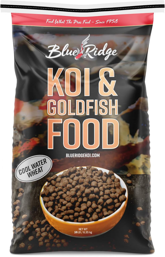 Blue Ridge Koi Fish Food 25lb - Cool Water Wheat 3/16", Fall and Winter Floating Pond Pellets, Ponds Fish Food