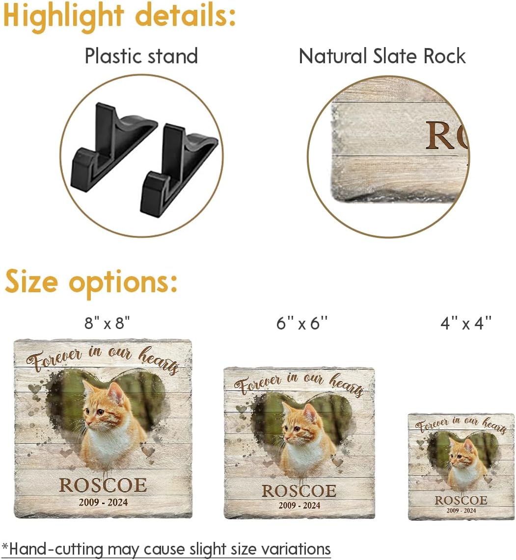 Custom Memorial Stones for Cats - Memorial Square Stone for Cat - Sentimental Rock Gifts for Cat Owners - Pet Cemetery Markers in Loving Memory