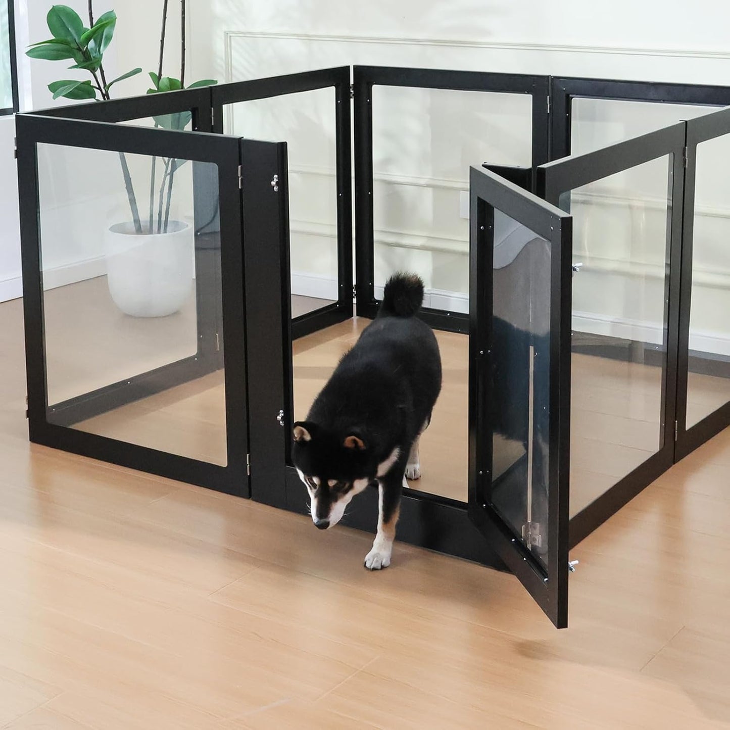 Heavy Duty Clear Acrylic Dog Playpen, 31.5“ Height Transparent Pet Pen, Metal Frame Easy Assemble Kennel Enclosure, Ideal for Small to Medium Dogs, Cats, and Other Small Pets