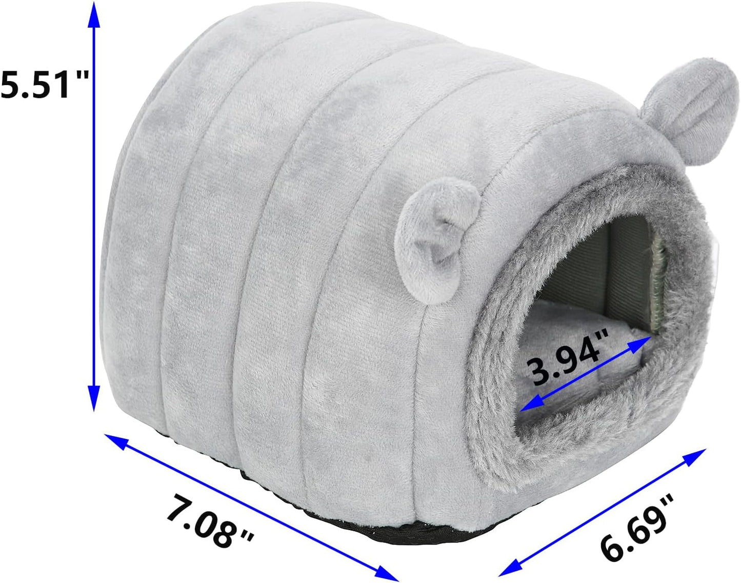 Hedgehog Bed Cave Nest Hideout, Hamster Guinea Pigs Small Animals Cage Supplies Warm House-Gray