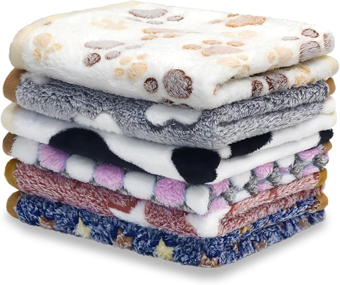 6 Pcs Dog Blanket Super Soft Pet Puppy Blankets Calming Blanket for Small, Medium Dogs Warm Sleep Mat Flannel Blanket for Dogs Puppy Cat (24"×16")