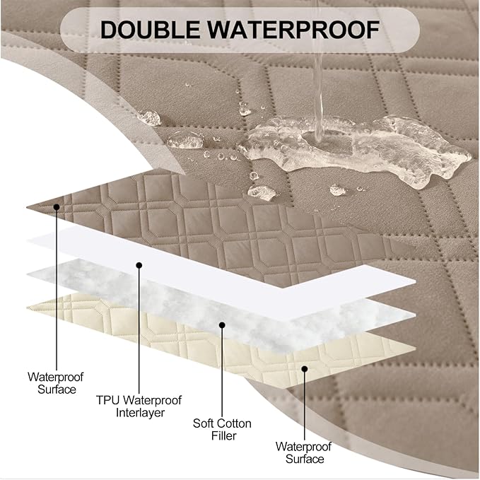 Smiry Waterproof Dog Blanket, 68x82 Inch Soft Pet Bed Cover Reversible, Washable Sofa Couch Furniture Protector for Small Medium Large Dog Puppy Cat, Taupe/Beige