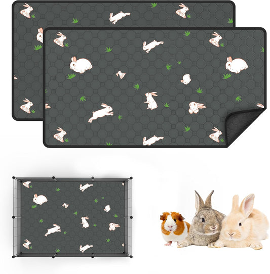 Guinea Pig Cage Liner, Reusable Guinea Pig Bedding Washable Absorbent Pee Pads for Dogs Kitten Rabbit Chinchilla Hamster, Leakproof & Anti Slip (2, C&C 2*3, 28"x41")