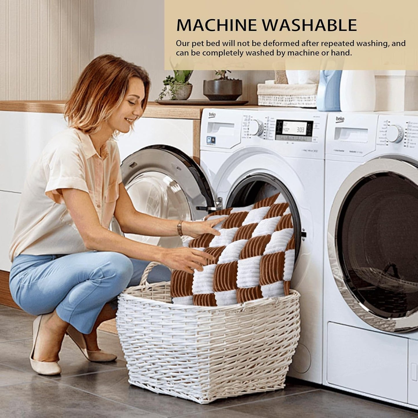 Dog Couch Bed, Thick Flannel Dog Couch Cover Protector, Washable Pet Couch Covers for Sofa, Non-Slip Couch Covers for Dogs, Pet Bed Mat for Couch (Brown, M-33.45 x 30.71 inch)