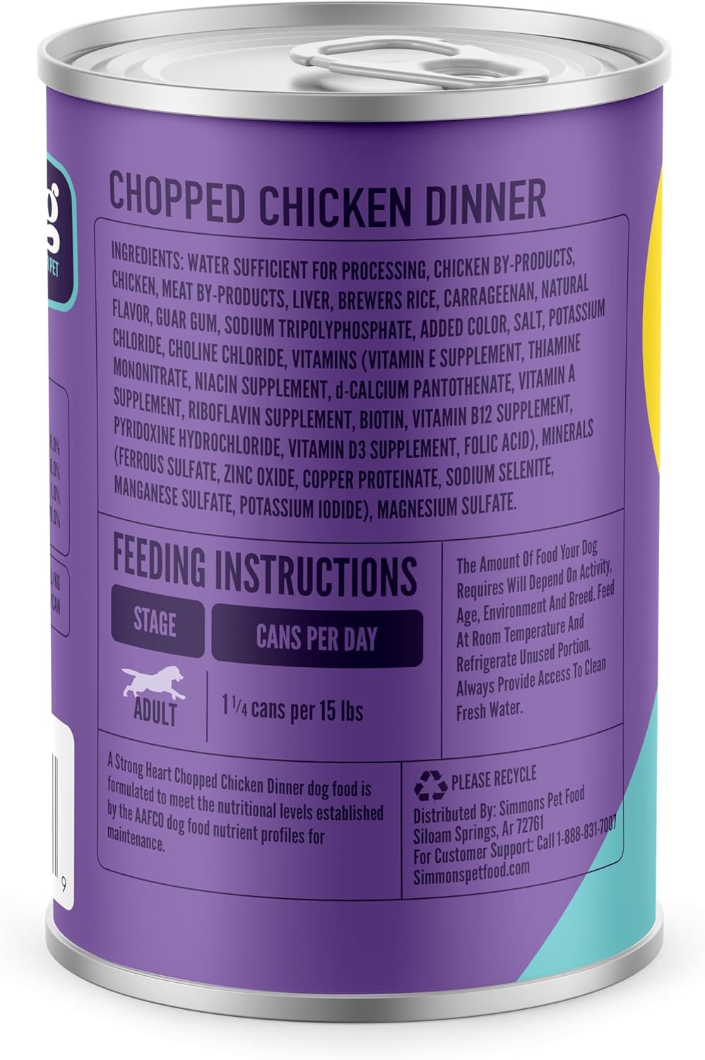 A Strong Heart Wet Dog Food, Chopped Chicken Dinner - 13.2 oz Cans (Pack of 12), Made in The USA with Real Chicken