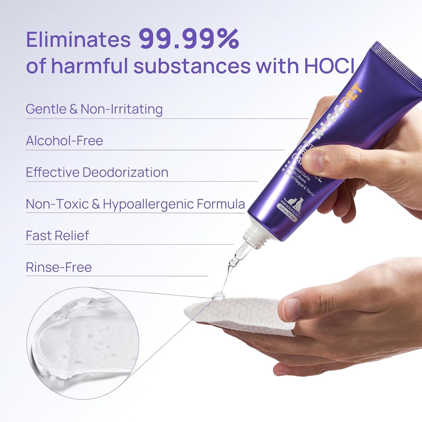 HICC PET Teeth Cleaning Gel for Dogs and Cats, Vet-Recommended Dog Dental Care Toothpaste for Breath Freshener, Ggingivitis Treatment, Prevent Infection & Bad Breath, Plaque & Tartar Remover, 2 Fl Oz