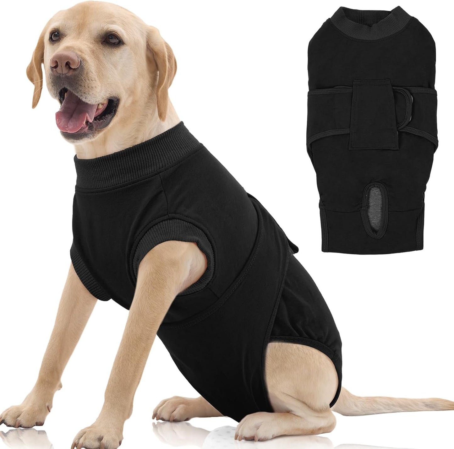 FUAMEY Dog Recovery Suit Male,Dogs Surgery Neuter Suits Puppy Spay Shirts for Female Protect Dog's Skin Anti Licking Abdominal Wounds Doggie Onesie Pet Bodysuit Alternative to Cone Black XL