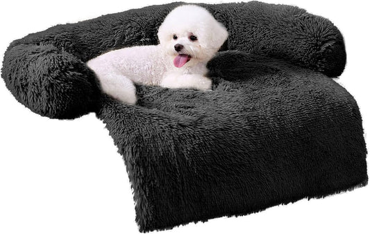 HachiKitty Dog Sofa Bed, Plush Couch Cover for Dogs, Washable Pet Sofa Mat (X-Large Black)