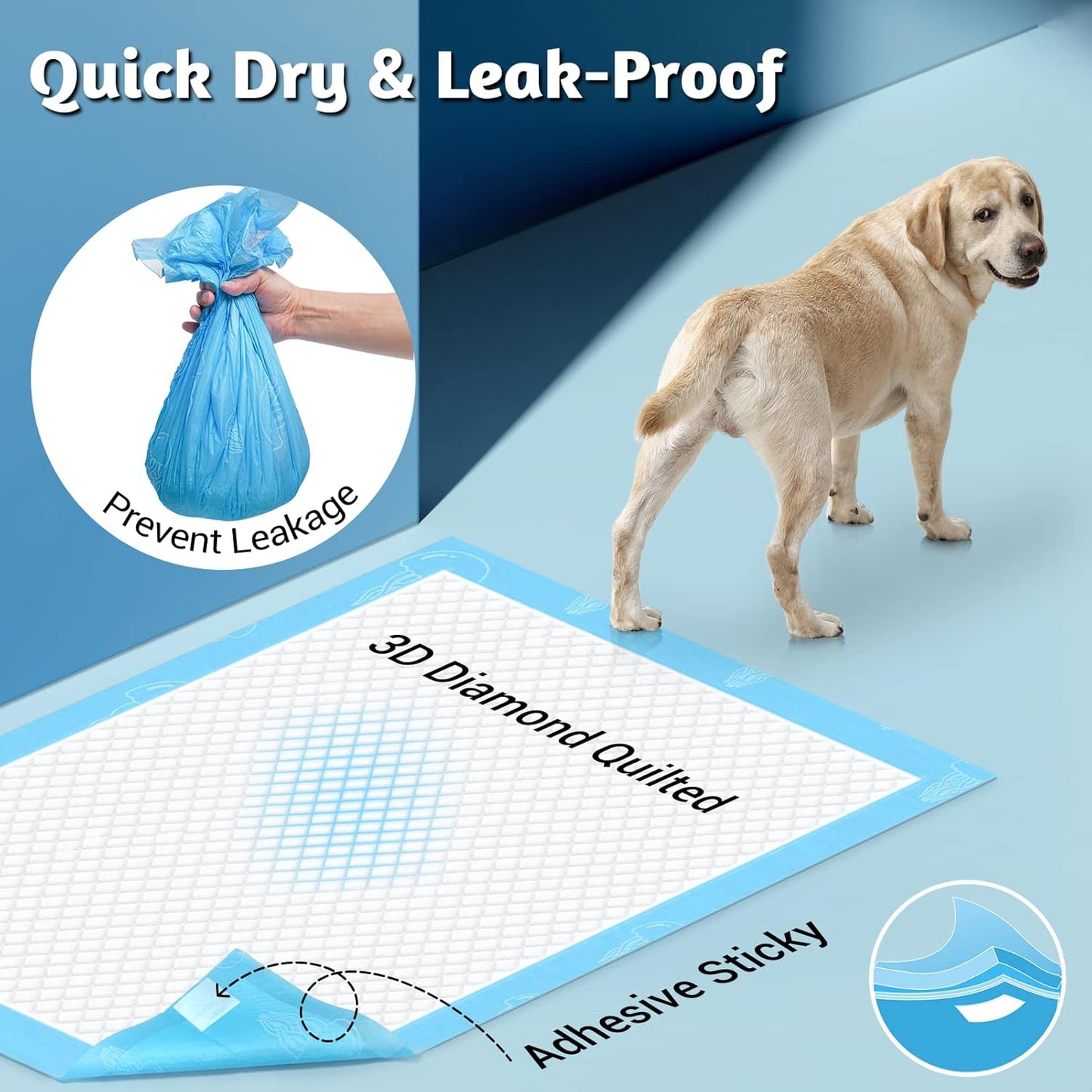 MIZOK Dog Pee Pads 30x36in X-Large Dog Training Pads Super Absorbent for Up to 10 Cups Odor-Control Marine Scented Quick Dry & Leak-Proof Jellyfish Pattern Dogs Pads, Disposable (30 Counts)