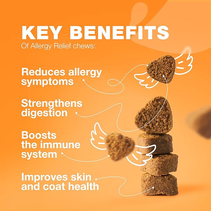 Dog Allergy Relief Chews - Itching Skin Relief Treats - Immune Health, Seasonal Allergies, Hot Spots Support Soft Chewables - Itch Relief for Dogs with Salmon Oil - Skin and Coat Supplement