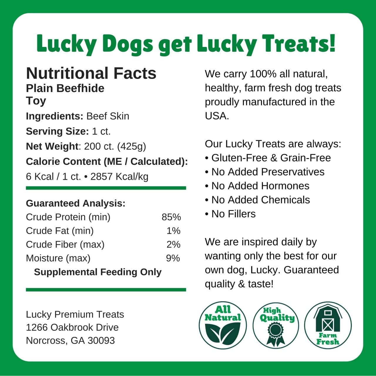 Lucky Premium Treats Plain Rawhide Sticks – All-Natural Rawhide Dog Treats for Extra Small Dogs, Gluten Free Premium Toy Breed Dog Treats (200 Chews)