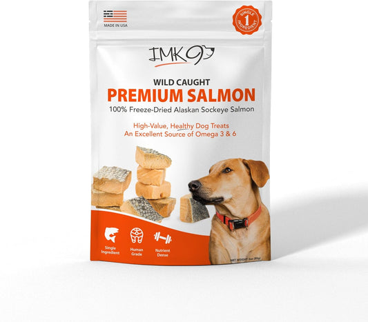 Freeze Dried Salmon Dog Treats – All Natural Dog Treats, Healthy Protein, High Value Training – Omega 3-6 Fish Oil - 100% Pure Fish with Skin, Wild Caught - Single Ingredient, Grain Free - Made in USA