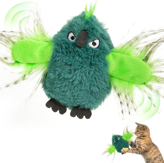 Gardner Pet Cat Toys Flapping Bird (No Flying),Touch Activated with Realistic Flapping Wings and Chirping Bird,Hangable Flying Kitten Interactive Toy,USB Rechargeable Indoor Kitty Exercise Toys,Green