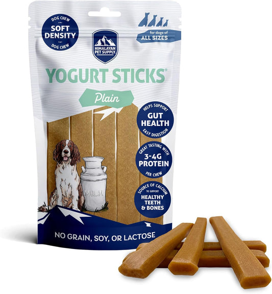 Himalayan Dog Chew Yogurt Sticks, Plain Flavored, Dog Treats With Prebiotics, Probiotics & Protein, Digestive Support, Lactose & Gluten Free, Natural Dog Treat for All Breeds, Made in America, 5 Count