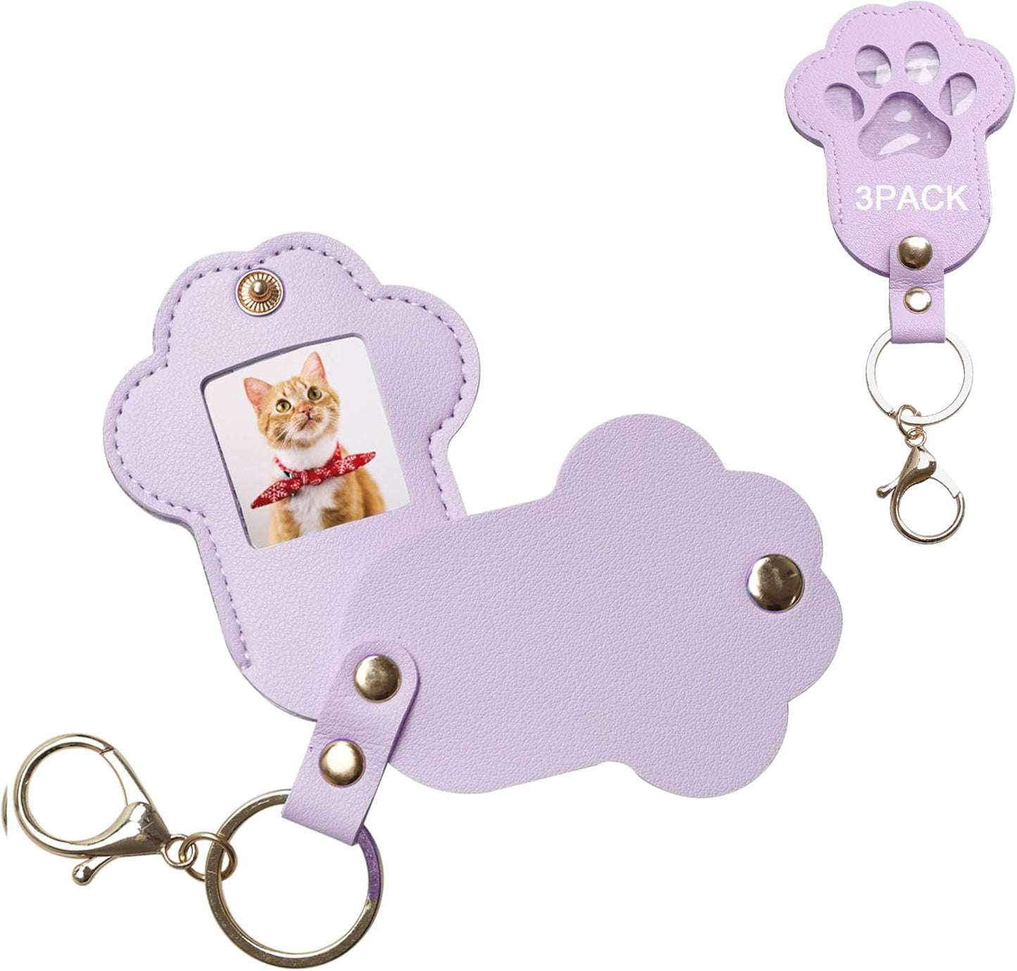 Pet Memorial Keychain Dog Paw Keepsake Photo Holder Heartfelt Memorial Gift for Loss of Dog and Cat Holds Fur and Pictures Keychain or Bag Charm for Bereaved Pet Owners (3Pack Purple)