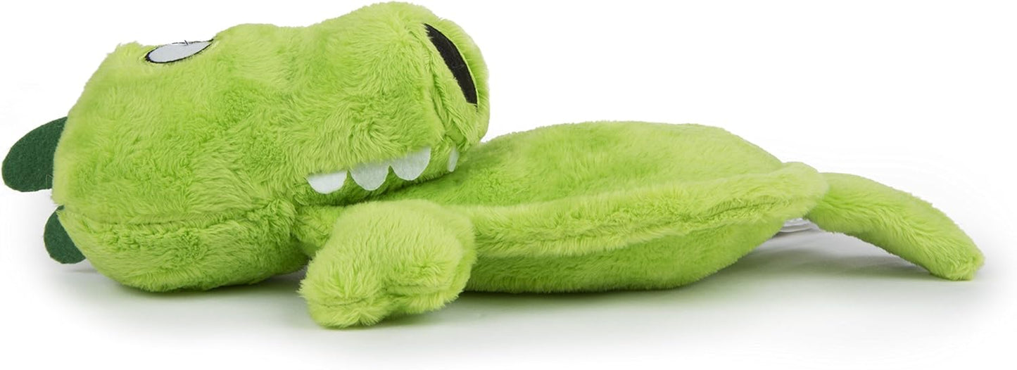 goDog Flattie Gator Silent Squeak Plush Dog Toy w/ Chew Guard Technology - Green, Large