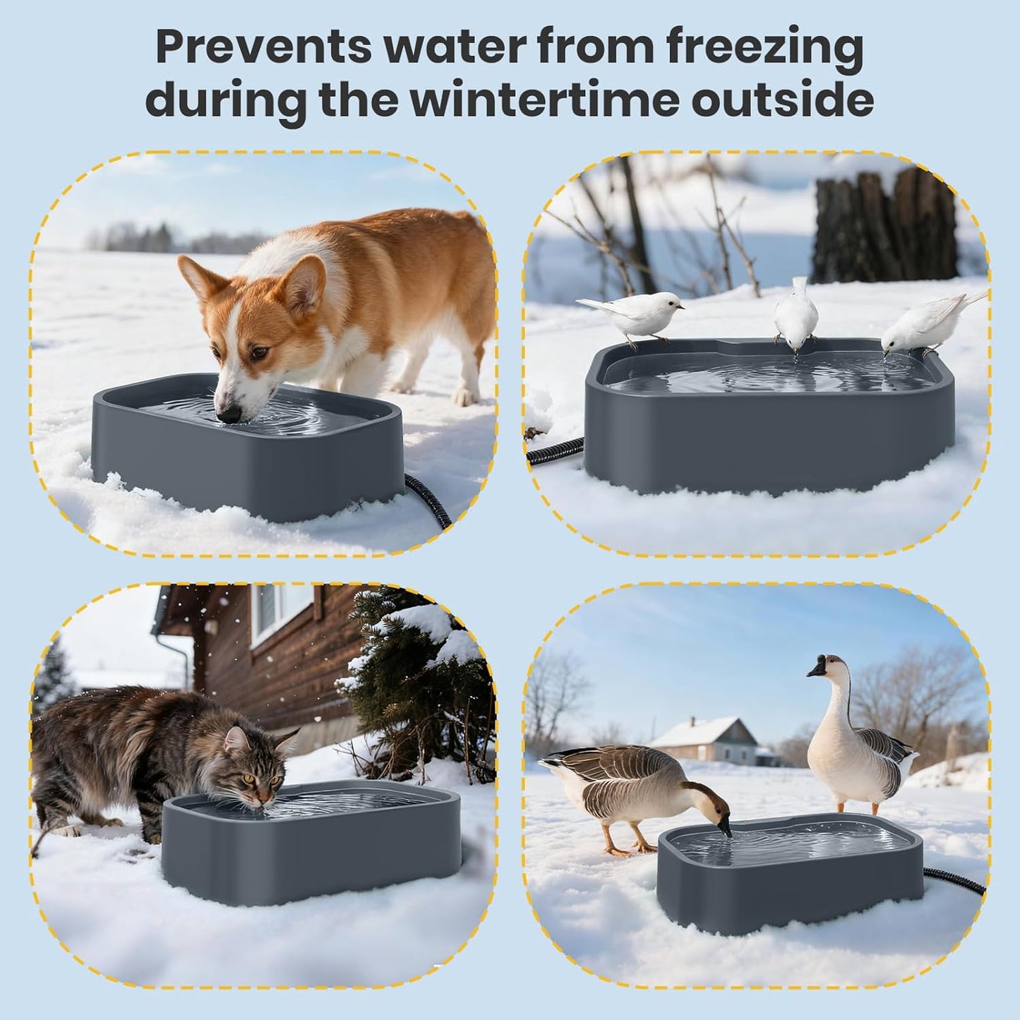 IPOW Extra Large Heated Pet Bowl with 5 Layers Design for Heating & Heat Preservation Provides Drinkable Water & Food in Winter Heated Water Bowl for Cat Rabbit Chicken Duck Squirrel, 194 fl oz