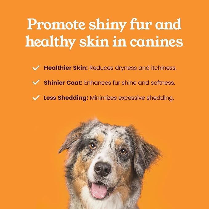 Skin & Coat Chews for Dogs with Flaxseed Oil, Wild Alaskan Salmon Oil, Biotin, and Zinc – Supports Healthy Skin and Shiny Fur – 90 Soft Chews