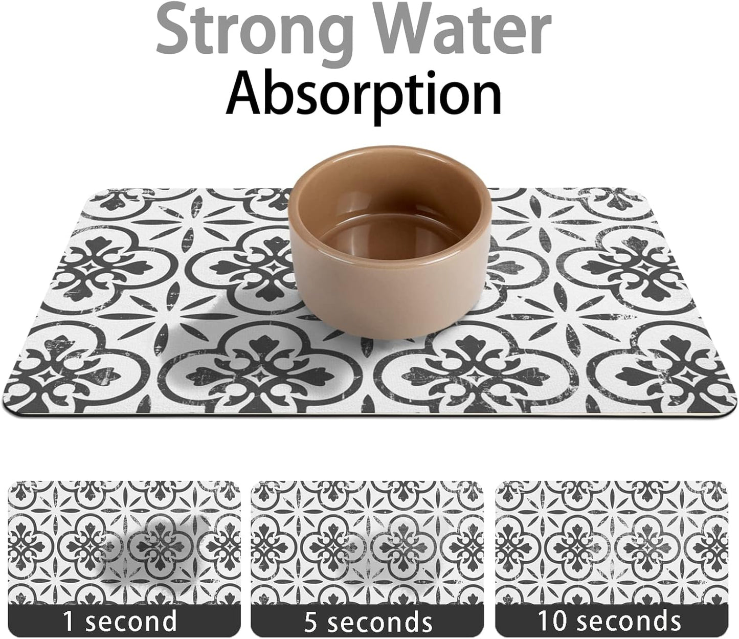 Dog Food Mats for Floors Absorbent, Pet Cat Food Mat - Quick Dry Dog Bowl Mats for Food and Water, Eco-Friendly Boho Pet Supplies