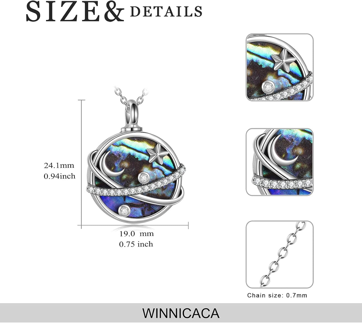 WINNICACA Urn Necklace for Ashes Sterling Silver Abalone Shell Cremation Jewelry for Ashes Jewelry Gifts for Nature Lovers Keepsake Memorial Jewelry for Women